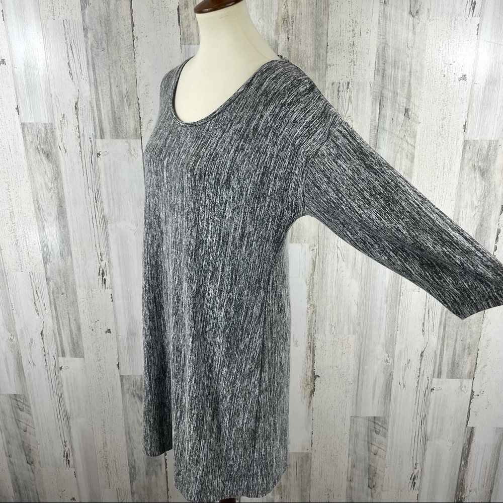 Soft Surroundings Midi Dress Women's Heather Gray 3/4 Sleeve Casual Scoop Neck M